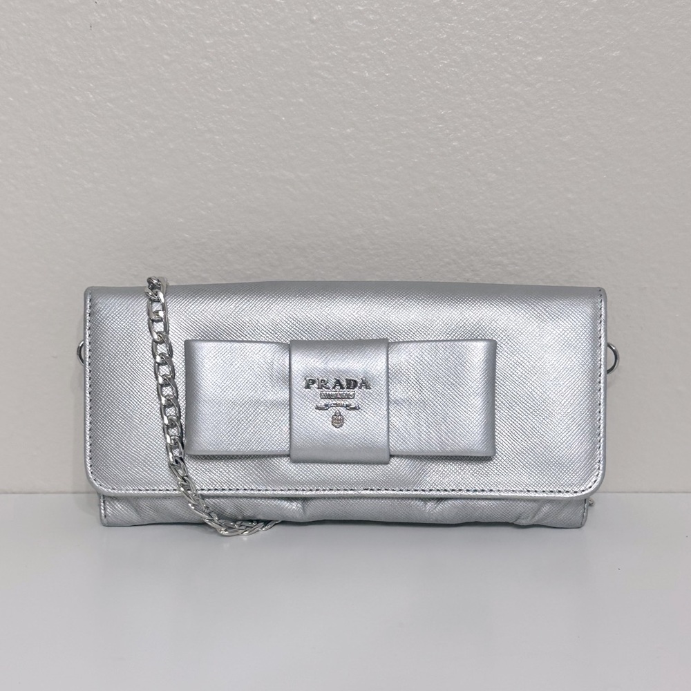 Prada Silver Clutch Bag